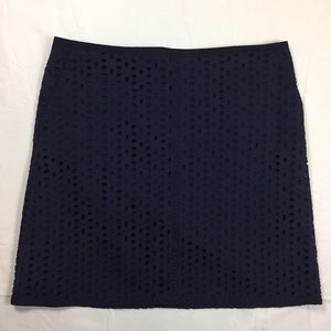 NWT LOFT navy blue eyelet skirt size 10